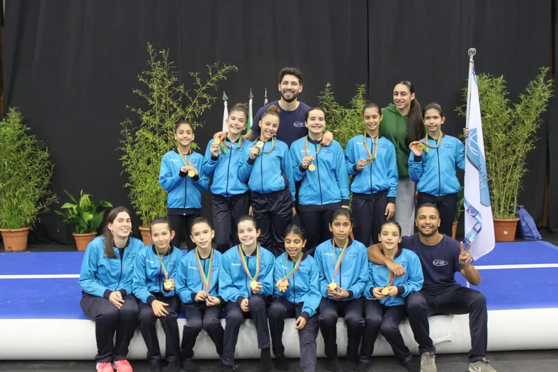 Young gymnasts training at the club